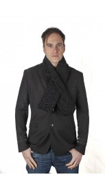 Black karakul lamb fur scarf - fur on both sides - Unisex